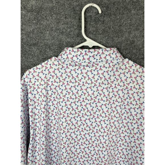 Chubbie's The Shaken Not Stirred Performance Polo Men's XL White, Pink, and Blue - Picture 13 of 13